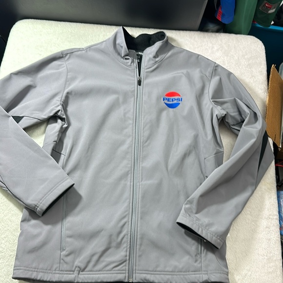 Holloway Men’s Pepsi Windbreaker Jacket Gray Zip Pockets Size Large